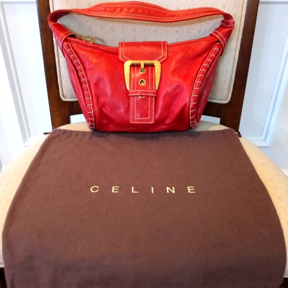 *RARE* Celine Red Italian Leather Satchel